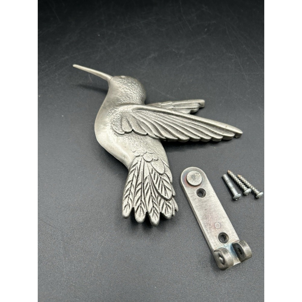 HUMMINGBIRD DOOR KNOCKER ENTRYWAY Pewter Silver Tone Bird